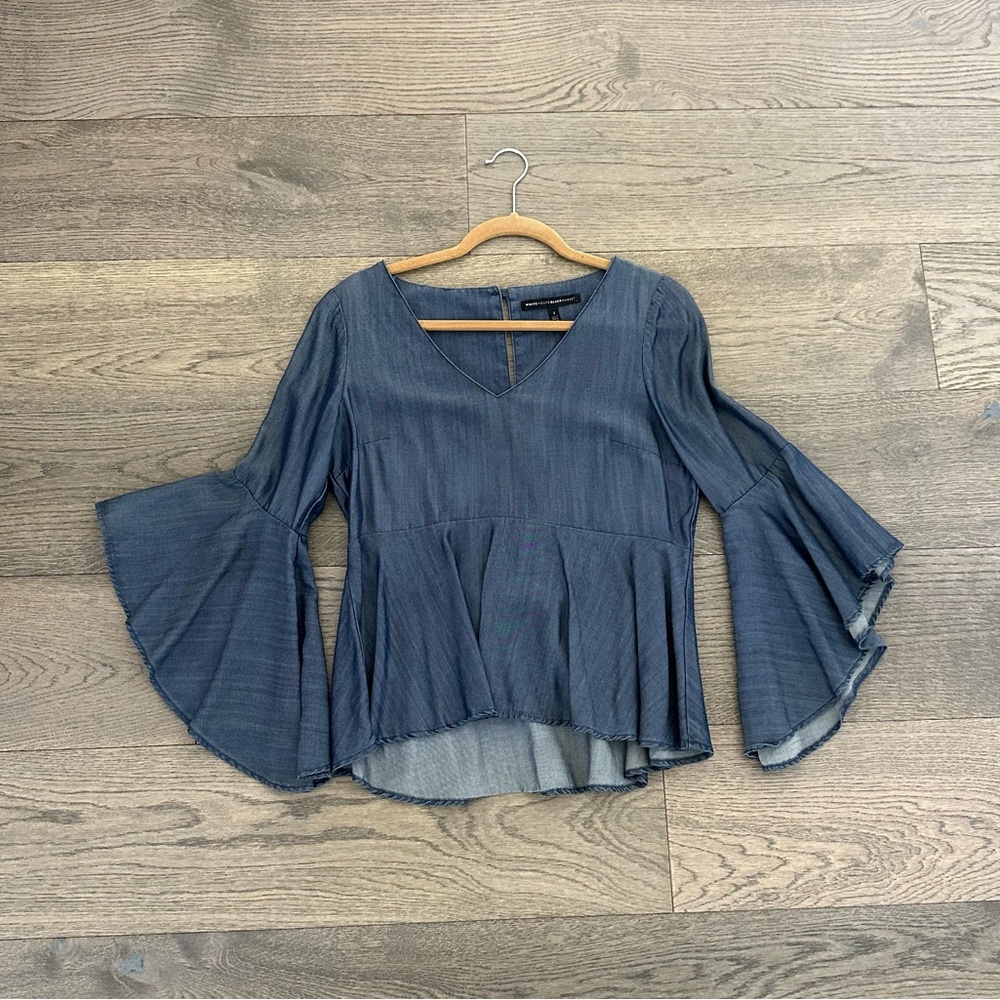 White House Black Market | Bell Sleeve Peplum Blouse | Size 2